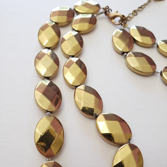 Love's Affect Heavy Gold Iron Pyrite Necklace and stretch bracelet - Picture 6 of 11